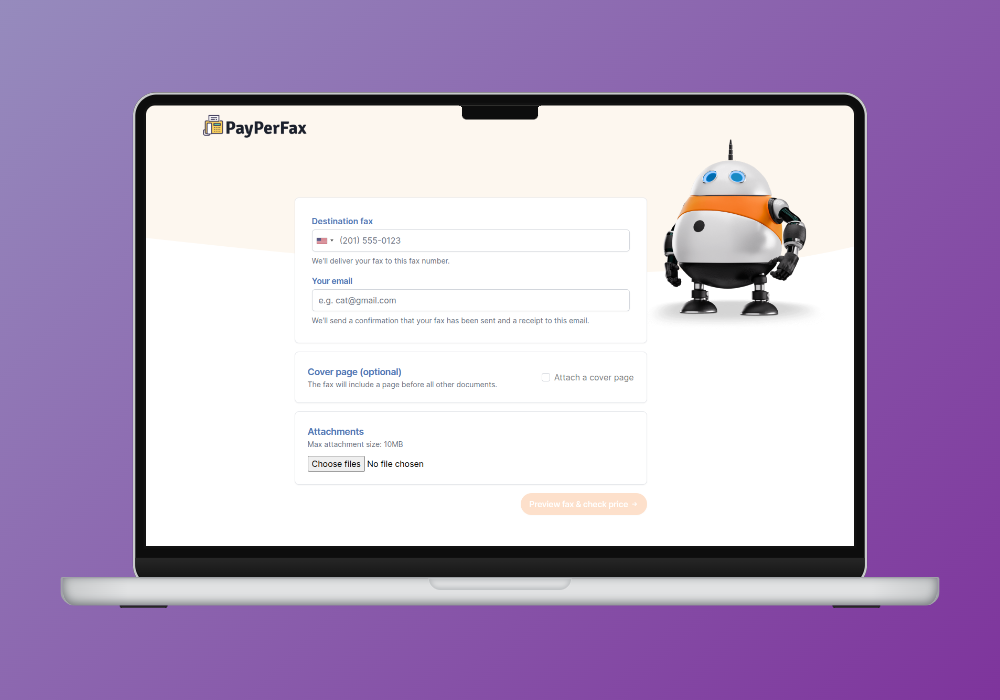 Interface d'envoi PayPerFax